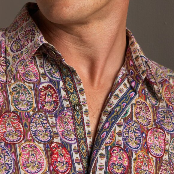 Robert Graham Large Embroidered Patch Shirt (EUC) Rare! - Picture 2 of 7